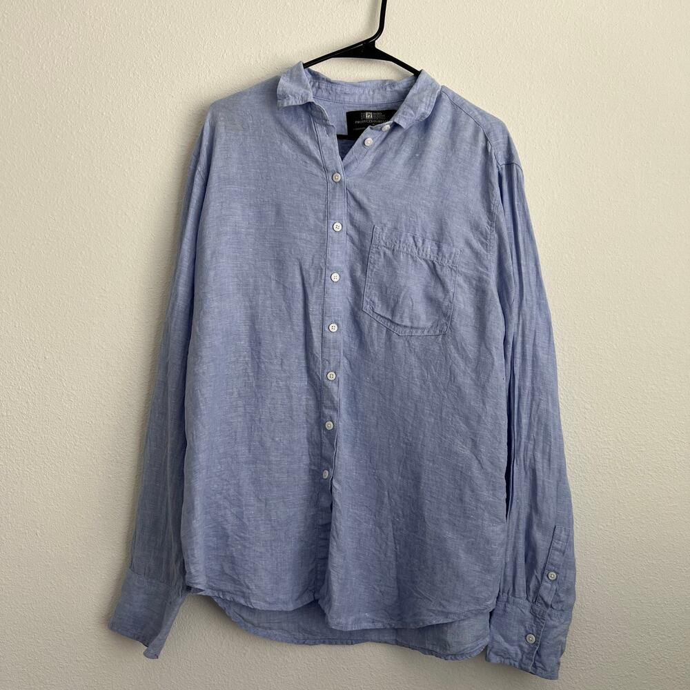 J Crew Garçon Classic Shirt Baird McNutt Irish Linen 12 Tall French Blue CG942